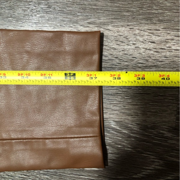 ZARA Faux Leather High Waisted Straight Leg Pants - Camel Brown - Size XS - Picture 4 of 10